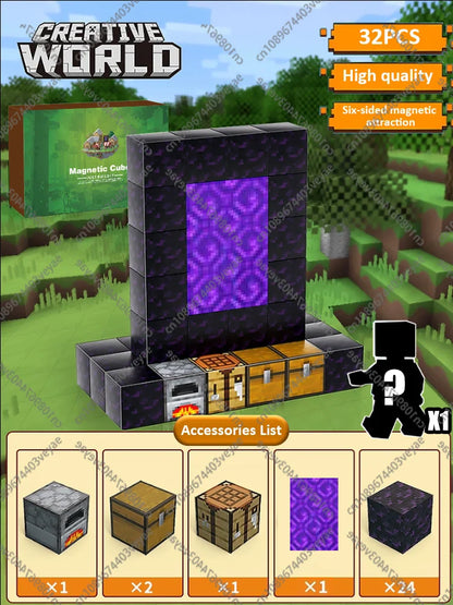 Magnetic Building Blocks – Mine World Magnet Cube STEM Toy for Kids 3+, DIY Montessori Sensory Model for Boys & Girls