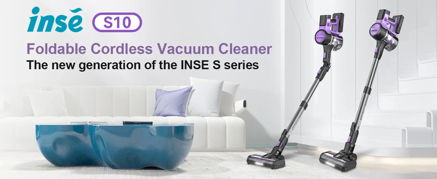 INSE S10 Cordless Vacuum Cleaner - 6 in 1 Stick Vacuum with 30Kpa 350W Suction, Max 50 Min Runtime Rechargeable Vacuum
