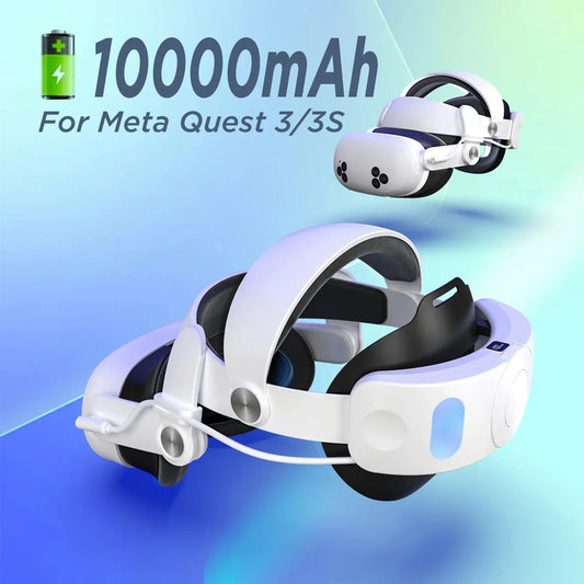 10000mAh Battery Comfort Head Strap for Meta Quest 3/3S — Elite Replacement Strap with 18W Charging for Enhanced Playtime & Support
