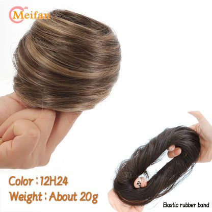 MEIFAN Synthetic Chignon Hair Bun – Elastic Rubber Band Clip-In Updo Ponytail Hair Extension for Women