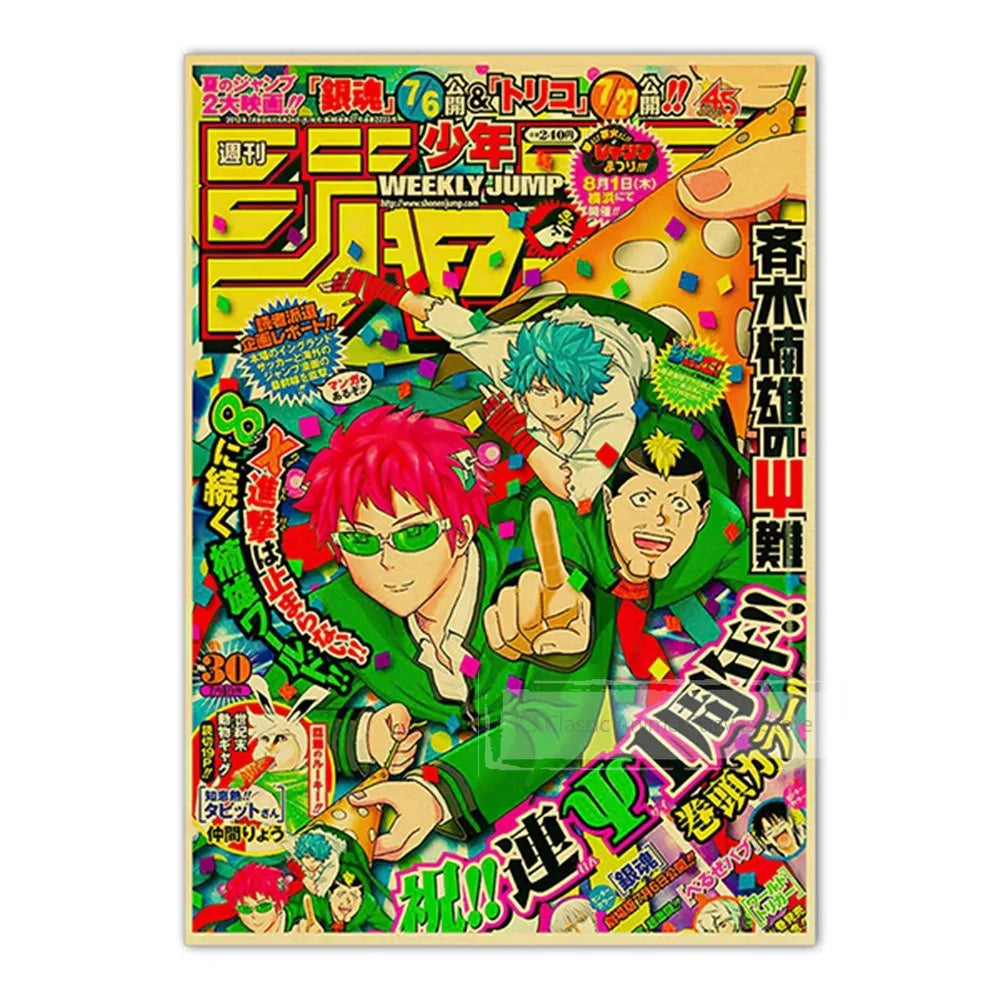 Vintage Anime Kraft Paper Posters – JoJo’s Bizarre Adventure, Jujutsu Kaisen & Demon Slayer Wall Art for Home Room Decor