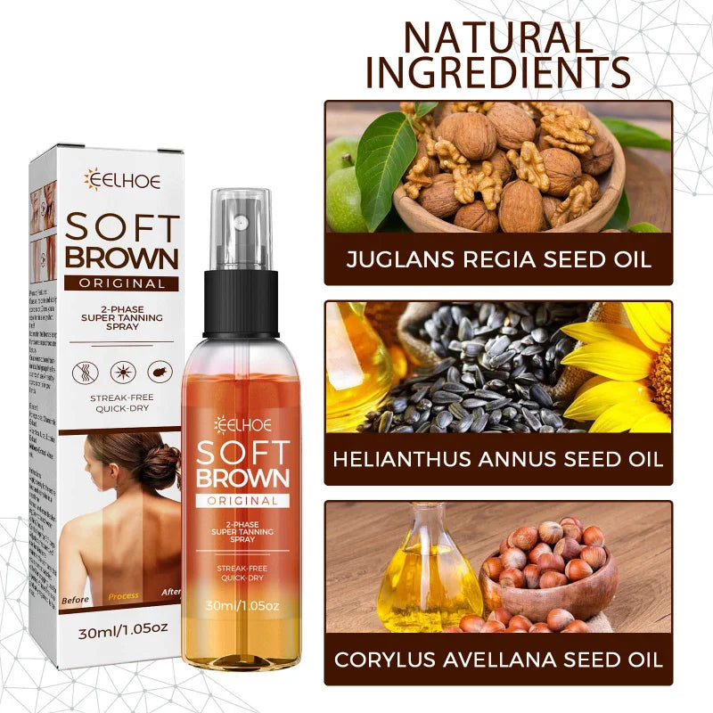 Self Spray Tan Mousse with Natural Tanning Oil — Gradual Face & Body Bronzer, Quick-Dry Moisturizer 30ml