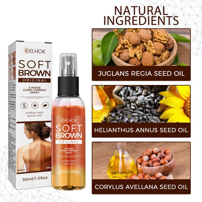 Self Spray Tan Mousse with Natural Tanning Oil — Gradual Face & Body Bronzer, Quick-Dry Moisturizer 30ml