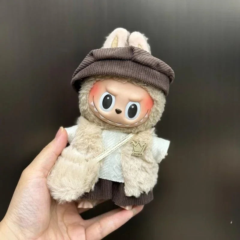 Mini Plush Doll Clothes Set – Kpop EXO Labubu Idol Overalls Outfit for 15-17cm Dolls, Clothing Gift