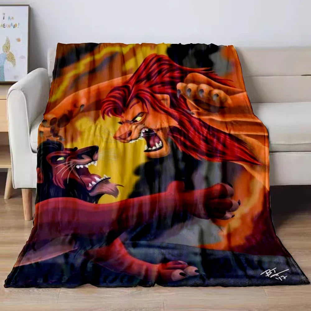Lion King Simba Cartoon Flannel Blanket – Soft Cozy Throw for Sofa, Bed, Car, Camping, Travel & Kids Gift