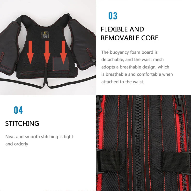 Multi-Functional Life Jacket Vest for Outdoor Fishing – Safety Vest with Storage Pockets & Buoyant Materials
