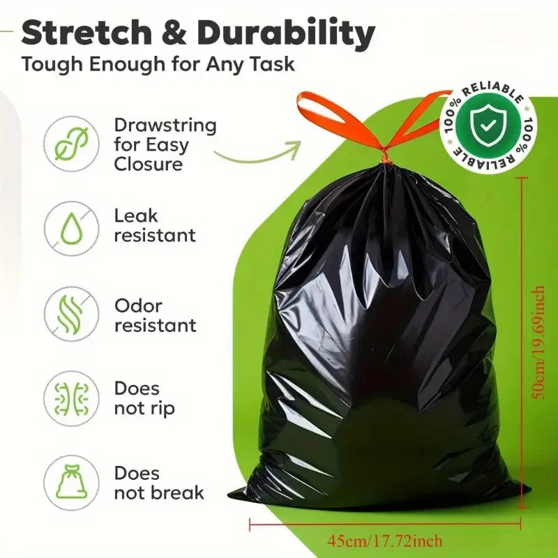 Heavy Duty Leak Proof Garbage Bags – 100pcs Extra Large 3.0mm Thick Tear Resistant Odor Proof Trash Bags Roll Pack