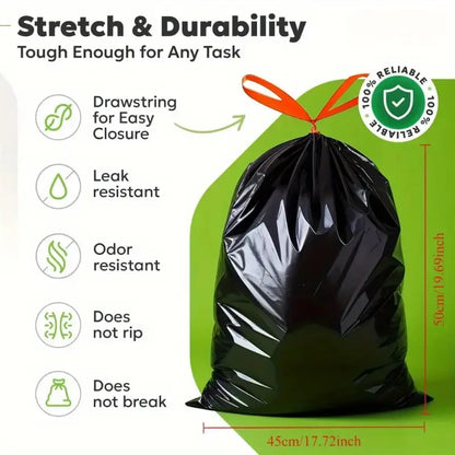 Heavy Duty Leak Proof Garbage Bags – 100pcs Extra Large 3.0mm Thick Tear Resistant Odor Proof Trash Bags Roll Pack