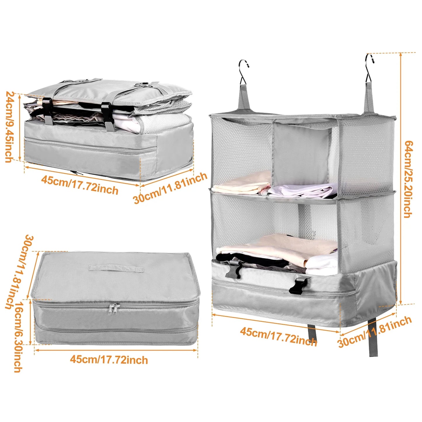 Travel Hanging Luggage Organizer | Large Capacity Foldable Clothes Storage & Garment Bag