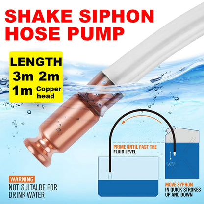Self Suction Oil Pump with Copper Filler Pipe - Manual Siphon Connector for Gasoline, Fuel, Water, and Oil