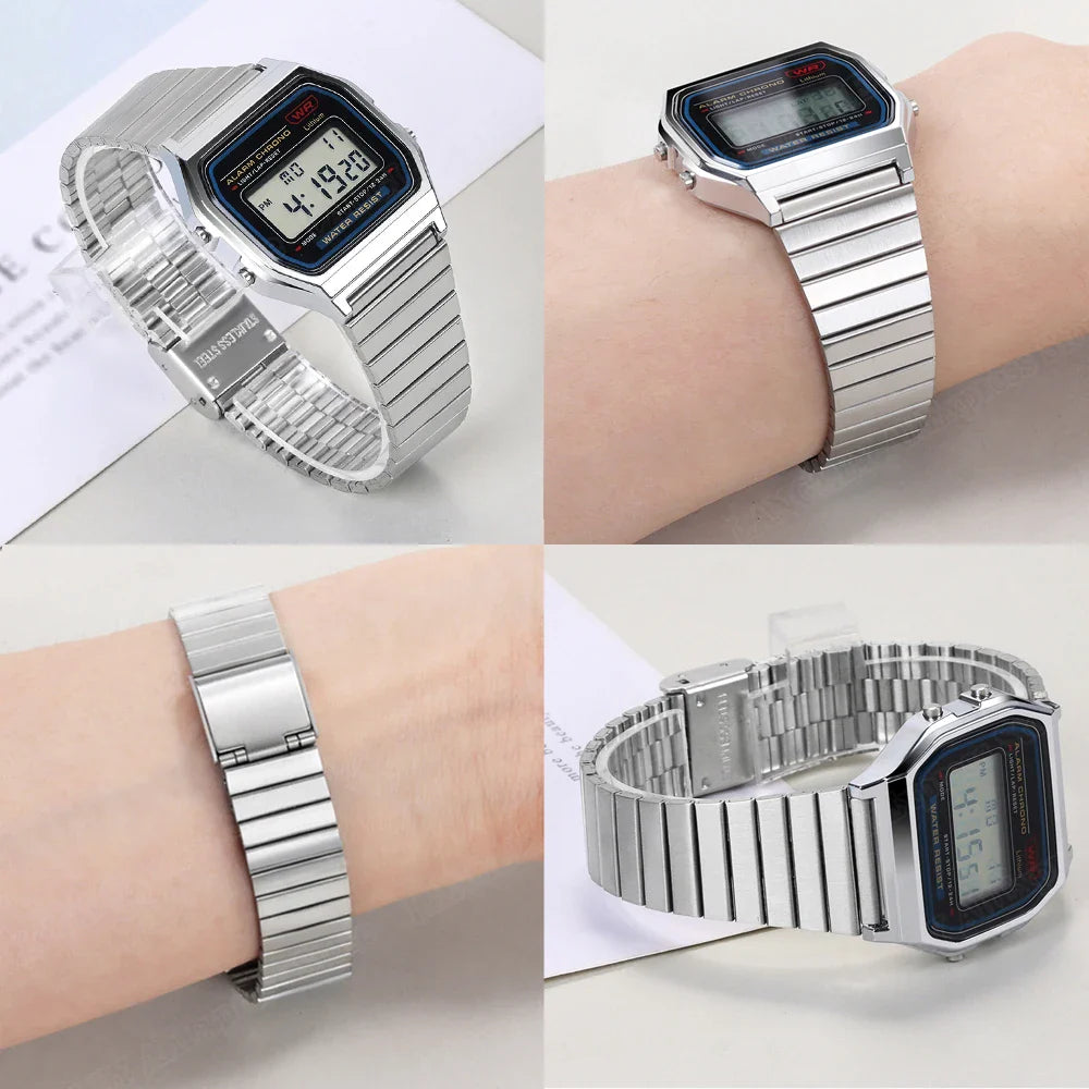 18mm Stainless Steel Watchband for Casio F-91W – Compatible with SGW400, F91W, F84, F105/108/A158W/168, AE1200/1300 Vintage Steel Wrist Bracelet