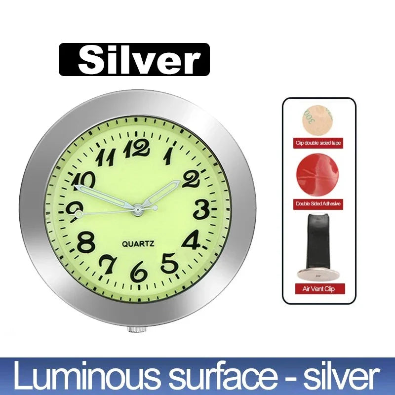 Luminous Stick-On Car Clock – Mini Quartz Digital Dashboard Watch, Glow-in-the-Dark Auto Interior Time Ornament & Car Accessory Gift