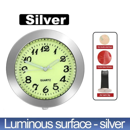 Luminous Stick-On Car Clock – Mini Quartz Digital Dashboard Watch, Glow-in-the-Dark Auto Interior Time Ornament & Car Accessory Gift