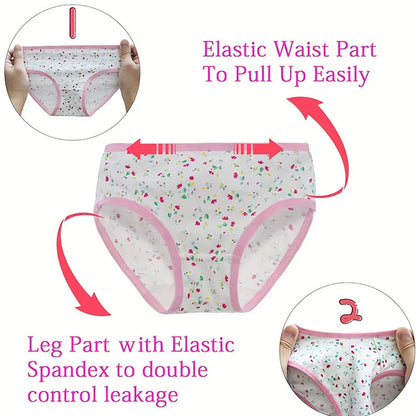 Floral Baby Girls Cotton Briefs Set - Multi-Pack Soft Toddler Panties & Kids Underwear for Ages 2-11T