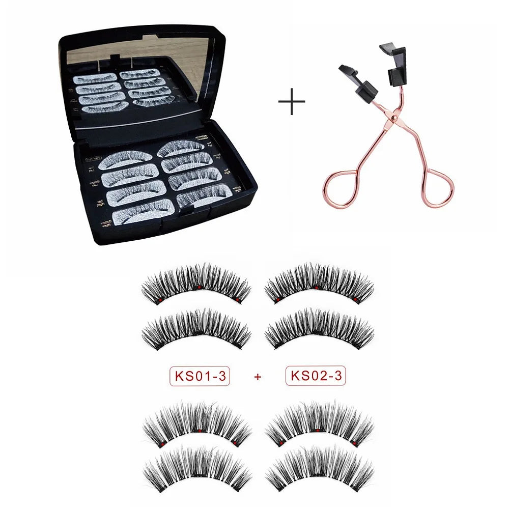 3 Magnetic Mink Eyelashes – Natural Long False Lashes with Applicator, High-Quality Extensions