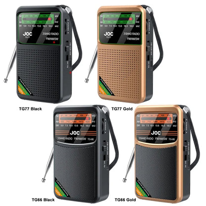 Portable AM/FM/SW Pocket Radio — Mini Receiver with Rechargeable Battery, Good Reception & Wired Earphone Support