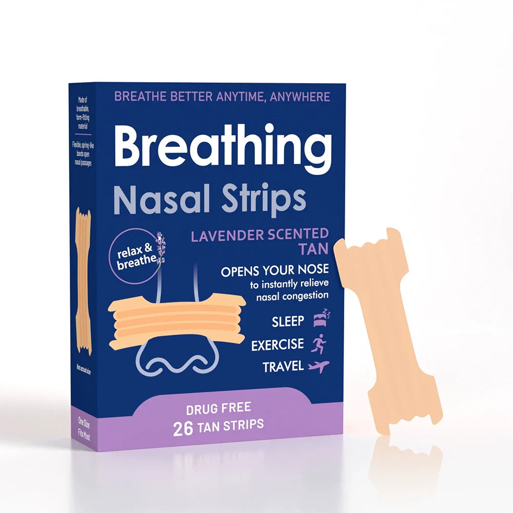 Lavender Scented Nasal Strips — Anti-Snoring Sleep Aid for Better Breathing and Improved Sleep
