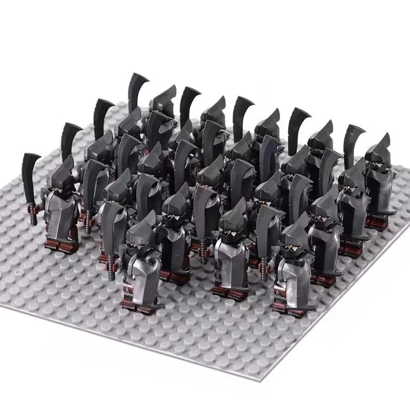 21PCS Medieval Fantasy Warrior Figures – Dwarf, Elf, Knight & Orc Building Brick Toys