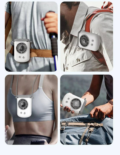 Neck Hanging Portable Fan – Silent Mini Cooling Fan with Strong Wind, USB Rechargeable, Outdoor & Desktop Use