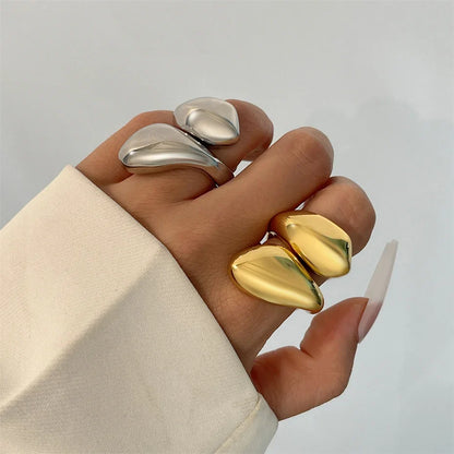 Ingemark Punk Snake Ring – Exaggerated Water Drop Geometric Adjustable Open Finger Ring for Women, Vintage Couple Jewelry