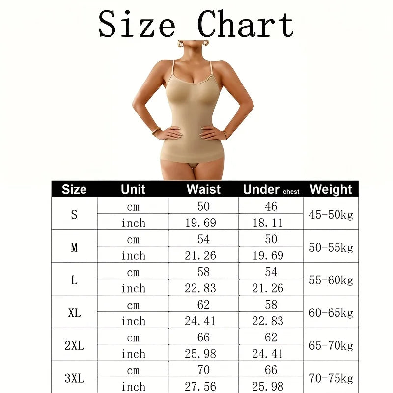 Women’s Camisole Shapewear Tank Top with Built-In Bra – Breathable Tummy Control Slimming Body Shaper Vest Corset Cami