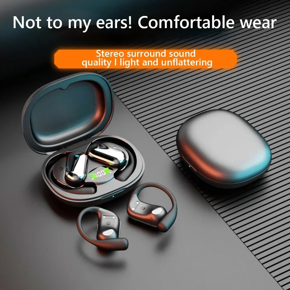 Bluetooth 5.3 AI Translation Earbuds - Open Ear Hook Headphones for Running, Fitness & Real-Time Language Learning