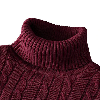 Men's Turtleneck Woolen Sweater - Casual Rollneck Knitted Warm Jumper Winter Pullover Top