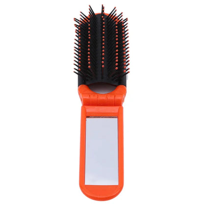 Portable Folding Comb with Makeup Mirror – Compact, Foldable Massaging Comb for Girls & Travel Bags
