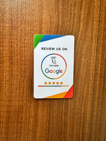 NFC215 Programmable Google Review Acrylic Stickers – 13.56MHz Waterproof NFC Station Table Stand Card