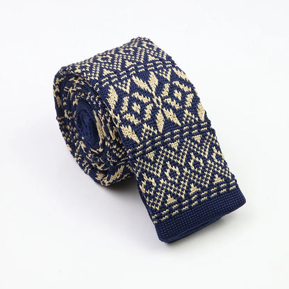 Classic Knit Neck Tie for Men — 6cm Plaid & Dots Casual Business Wedding Tie