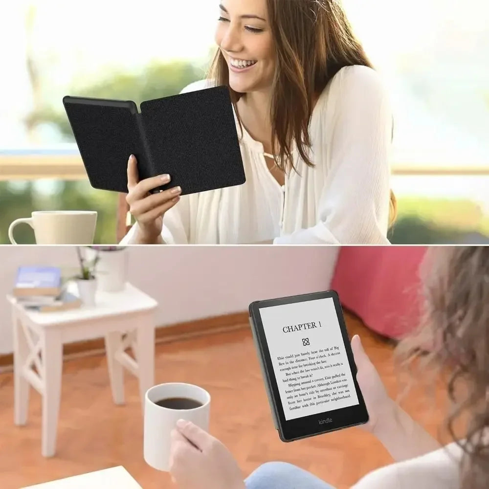 SA568B Leather Case for Kindle Paperwhite 12th Gen 2024 Signature Edition – 7-Inch Cover with Hand Strap & Auto Sleep