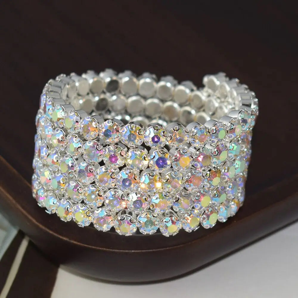 Women’s Rhinestone Crystal Bracelet - Glamorous Statement Jewelry for Stage & Special Events