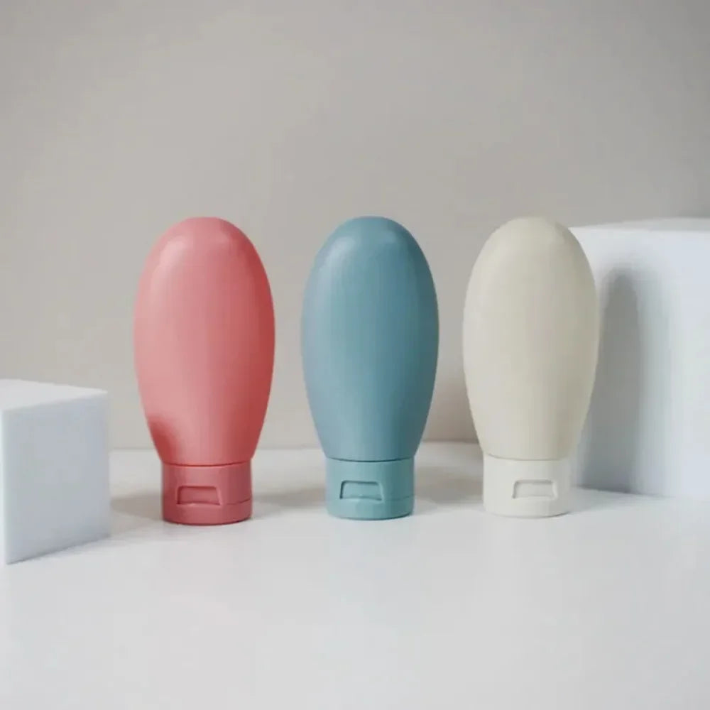 3/4 Pcs 60ml Travel Refillable Silicone Bottles - Empty Lotion, Shampoo & Cosmetic Squeeze Containers for Makeup