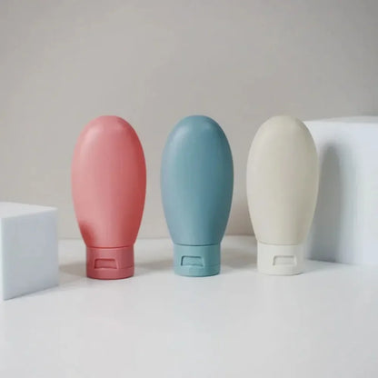3/4 Pcs 60ml Travel Refillable Silicone Bottles - Empty Lotion, Shampoo & Cosmetic Squeeze Containers for Makeup