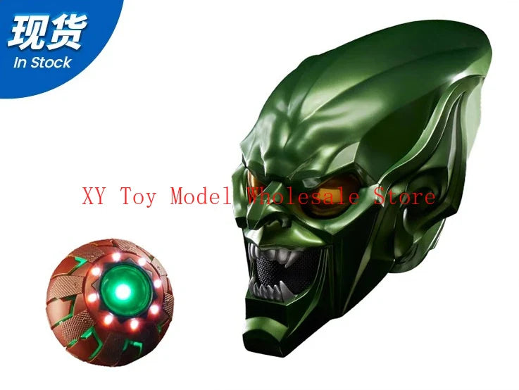 Green Goblin Anime Helmet Toy – Creative Cartoon Figure Ornament for Boys, Fun Collectible Birthday Gift for Classmates