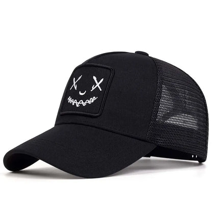 Ghost Face Embroidery Baseball Cap - Unisex Adjustable Mesh Hat for Spring Summer Outdoor Sun Protection