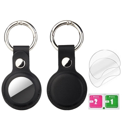 Airtag Holder Keychain — Genuine Leather Handmade Case, Scratch-Resistant Key Ring for Dog Collar & Luggage Cover