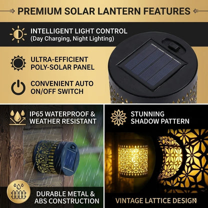 Solar Mandala Fence Lights - Decorative Garden Wall Lamps for Patio, Courtyard & Walkway Decor