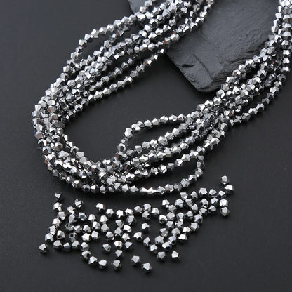 3/4mm Crystal Bicone Glass Beads - White Loose Faceted Beads for DIY Bracelets, Earrings & Jewelry Making