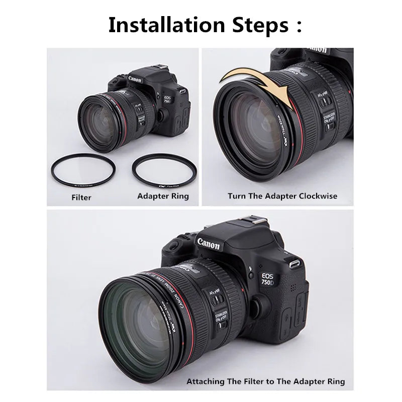 9/18 Pcs Camera Lens Filter Step Up & Down Adapter Rings — Metal Filter Mount Kit for DSLR 37-82mm & 82-37mm