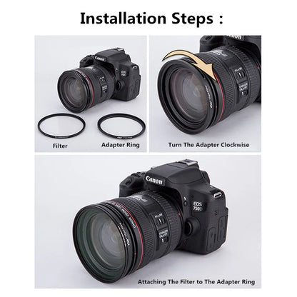9/18 Pcs Camera Lens Filter Step Up & Down Adapter Rings — Metal Filter Mount Kit for DSLR 37-82mm & 82-37mm