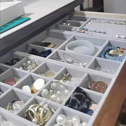 Velvet Jewelry Organizer Tray – Ring, Bracelet & Necklace Storage Box Display Drawer Organizer for Jewelry Showcase & Storage