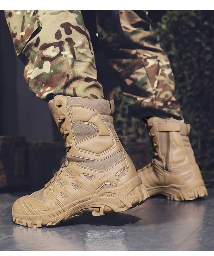 Special Forces Desert Combat Boots - Men's Tall Wear-Resistant Tactical, Waterproof Training & Outdoor Mountaineering Sports Boots