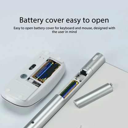Slim Wireless Keyboard and Mouse Combo – Portable Silent Power-Saving Kit with LED Indicator for Home