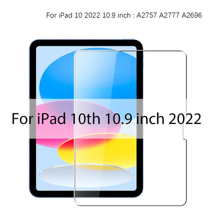 Tempered Glass Screen Protector for iPad A16 9th/10th Gen, Pro 13 M4, Air 11 M2/M3/5/4/3/2, Mini 6/7