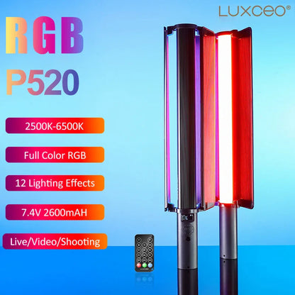 LUXCEO P520 RGB LED Video Light Stick 2500K-6500K Handheld Photography Studio Lamp Portable Camera Light for TikTok & Vlogging