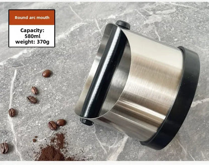 Stainless Steel Coffee Knock Box – Non-Slip Espresso Ground Bin with Rubber Ring and Beveled Design