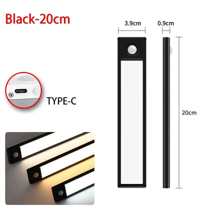 LED Motion Sensor Night Light - Wireless USB Rechargeable Under Cabinet Light for Kitchen, Bedroom & Wardrobe
