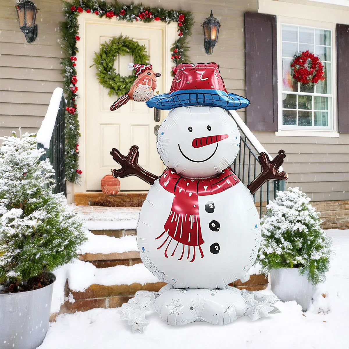 Standing Christmas Snowman Balloon – Winter Holiday Party Decoration for Xmas Theme and Festive Celebrations