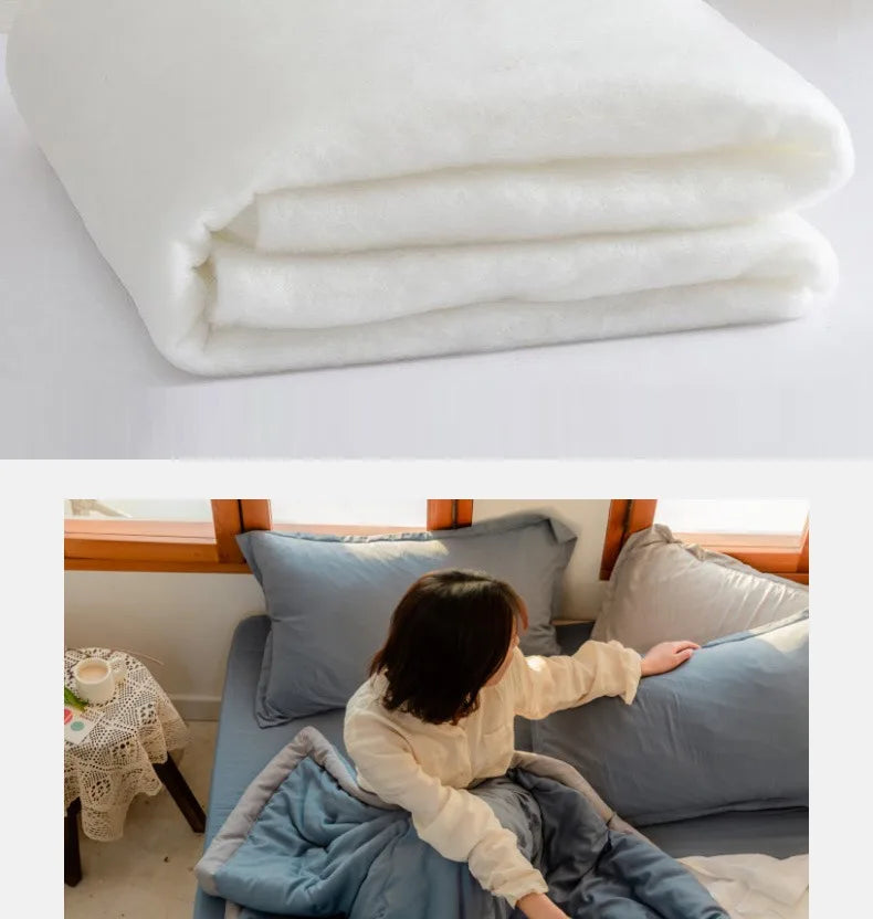 2024 Japanese Cotton-Polyester Summer Quilt – Lightweight, Washable, Skin-Friendly Solid Color Quilt